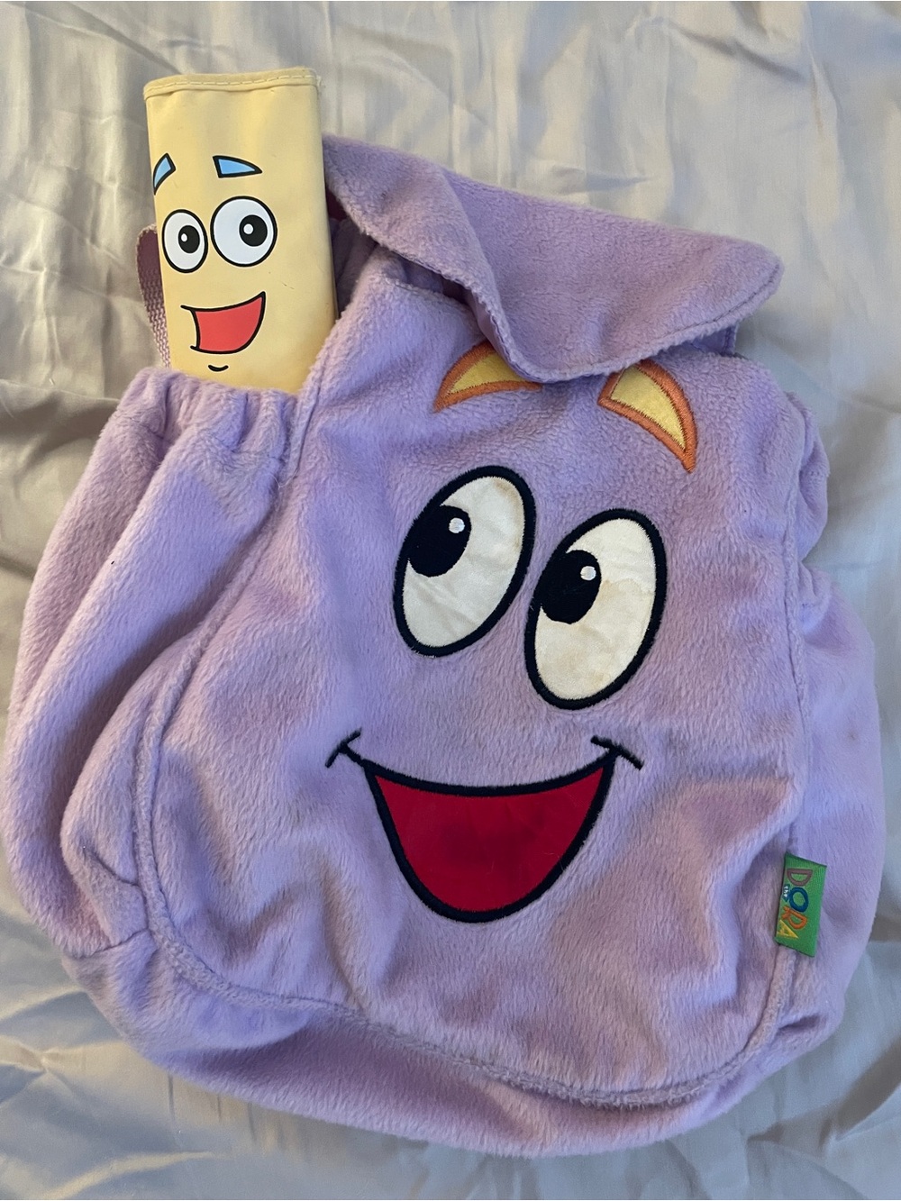 Rare Dora the explorer + Map Purple Kids Plush Fleece Character Backpack